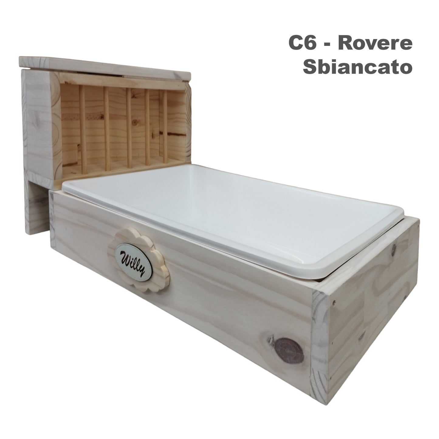 Lettiera in legno per Conigli con Mangiatoia fieno