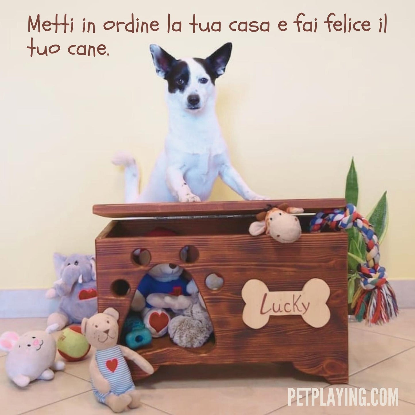 Contenitore giocattoli per animali in legno massello HandMade in